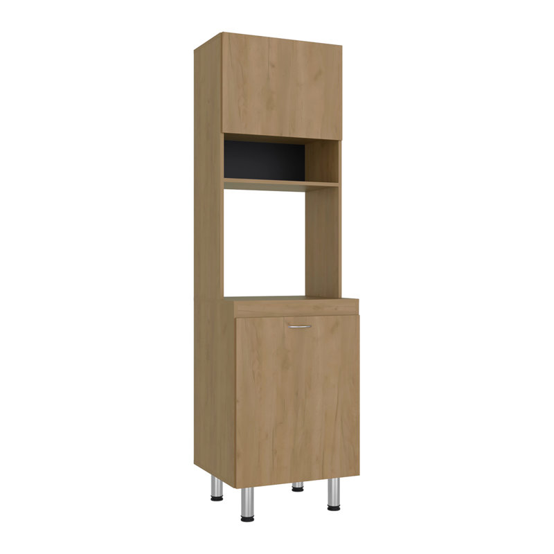 Garde-manger Fingal avec espace pour micro-ondes, quatre tablettes et rangement fermé, chêne naturel