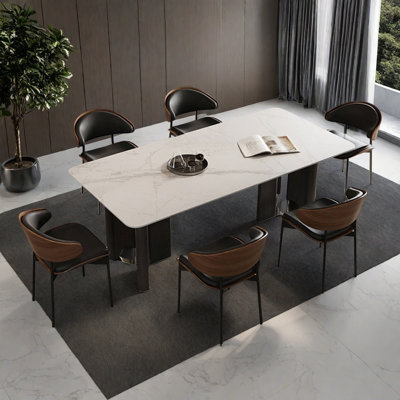 Household stainless steel simple dining table set