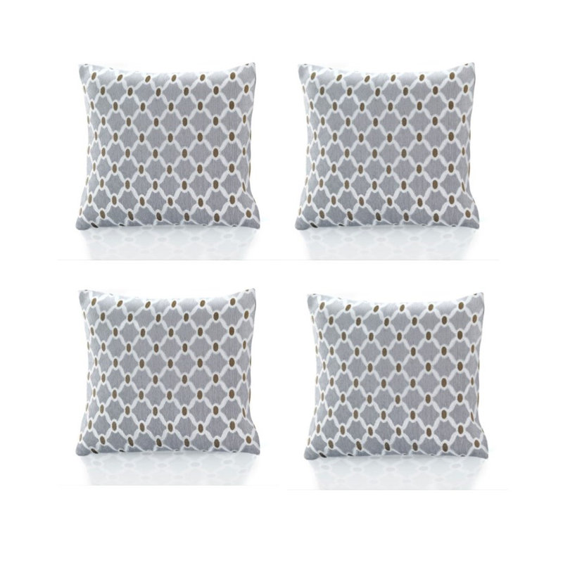 Beauville Geometric Square Cushion, Silver, 45 cm H x 45 cm W x 15 cm D