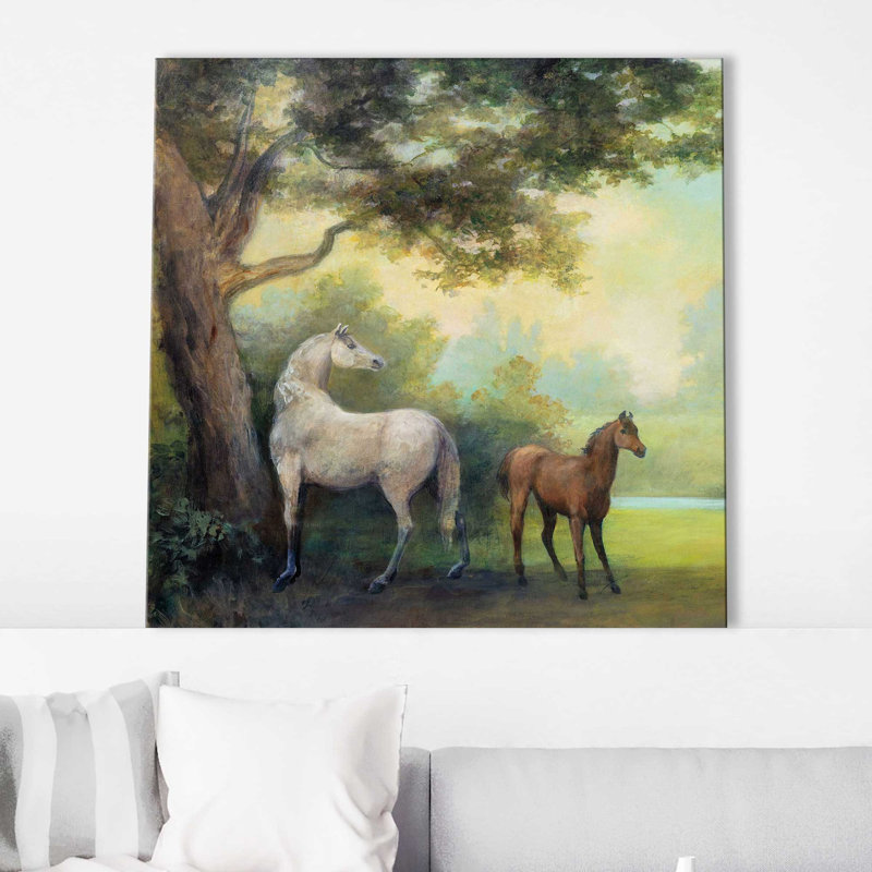 «Near the pasture» - Peinture, L 18 po x H 18 po, Toile tendue