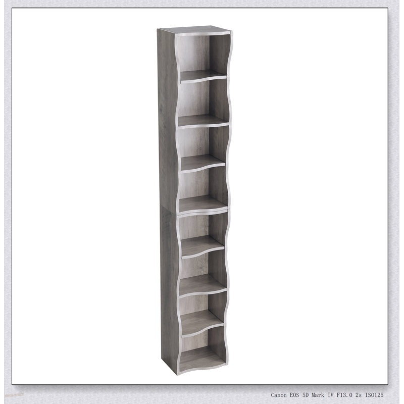 Bibliothèque ultra mince à 8 couches avec bordure ondulée, idéale pour la présentation et le rangement de votre bureau personnel