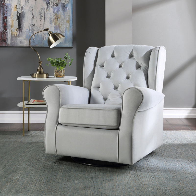 Fauteuil coulissant gris en tissu avec pivot