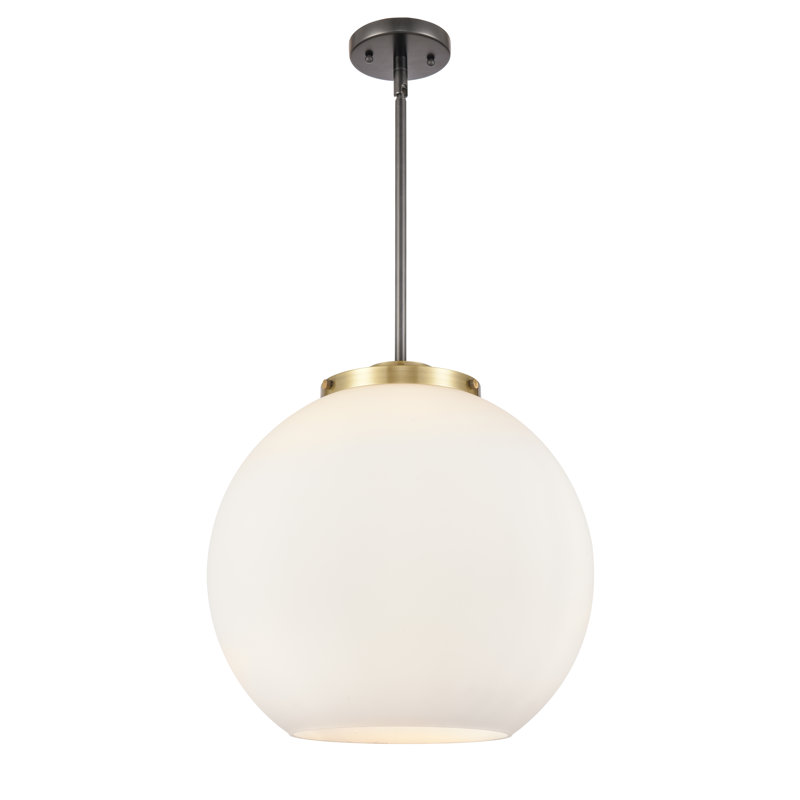 Luminaire suspendu sphère 3 lumières Ralph, H 16,38 po x l 15,75 po x P 15,75 po, Laiton antique noir, Blanc mat