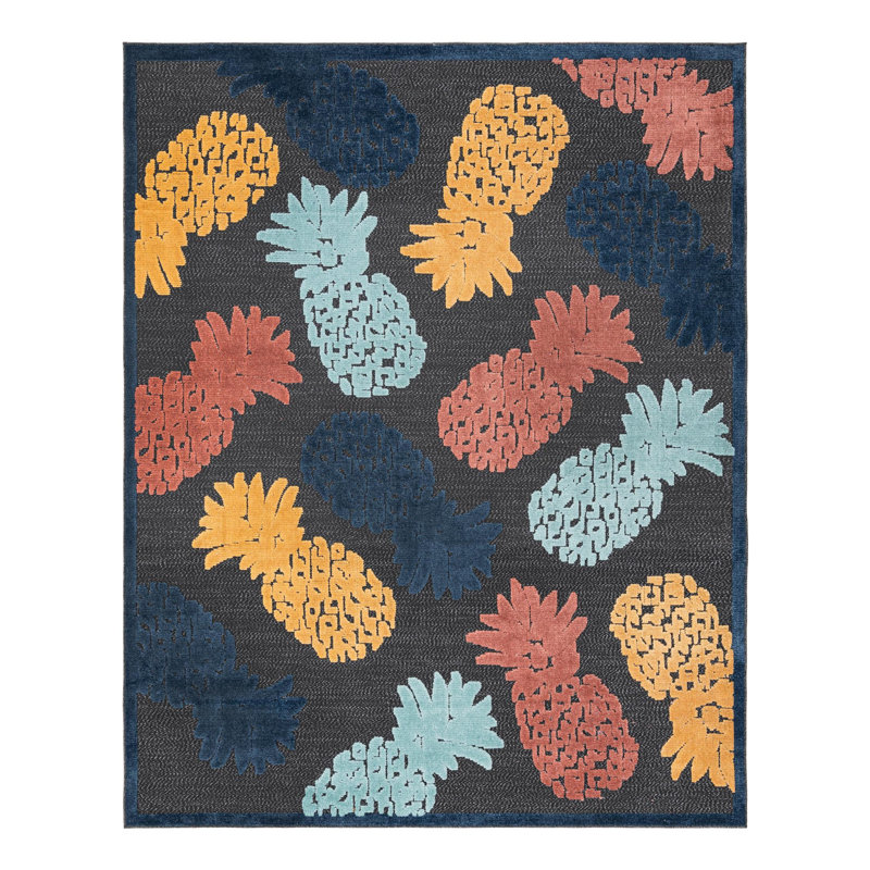 Medfield Indoor/Outdoor Rug Black, Rectangle 7'10" x 10'