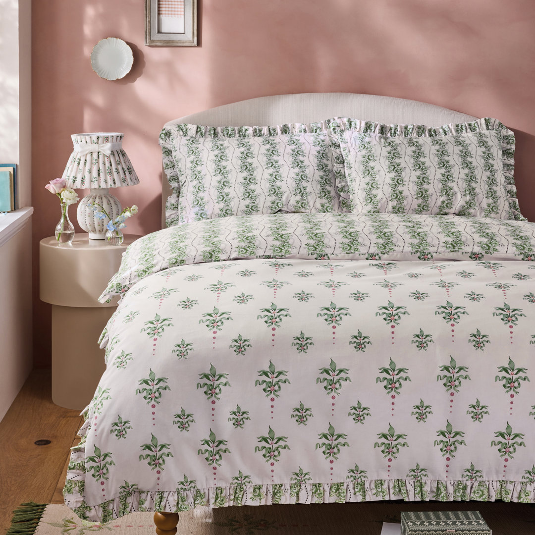 Cath Crest Floral Reversible Cotton Duvet Cover Set