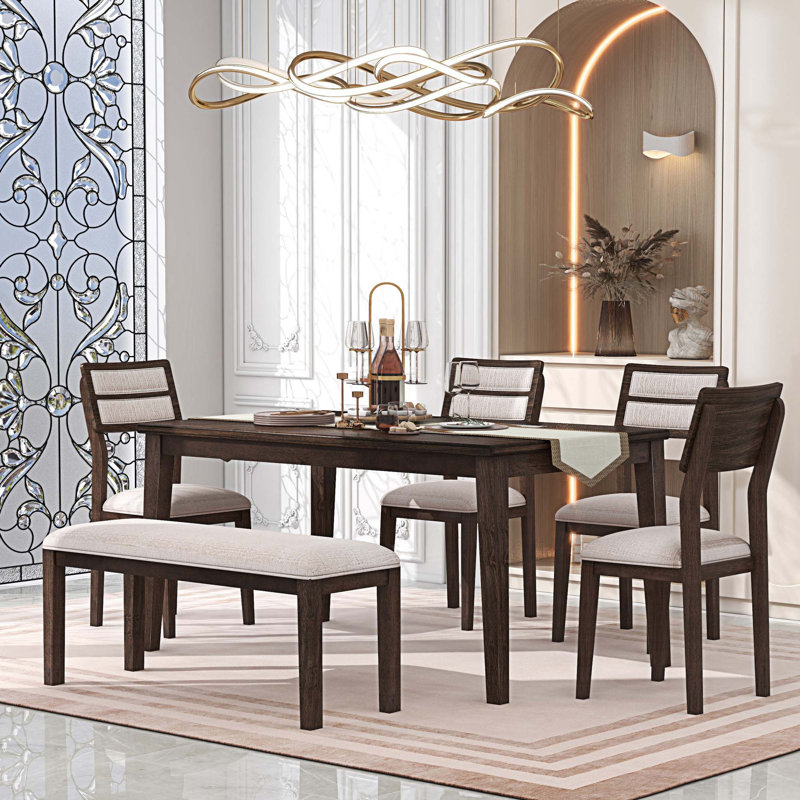 Ensemble repas pour 6 personnes, Espresso, Blanc, Beige / Brun