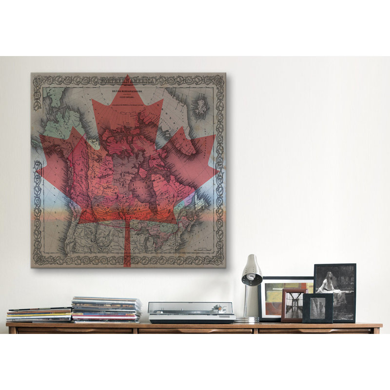 1855 - Colton Map of British of Canada # 4 - Reproduction d'art graphique sur toile, H 37 po x l 37 po x P 1,5 po