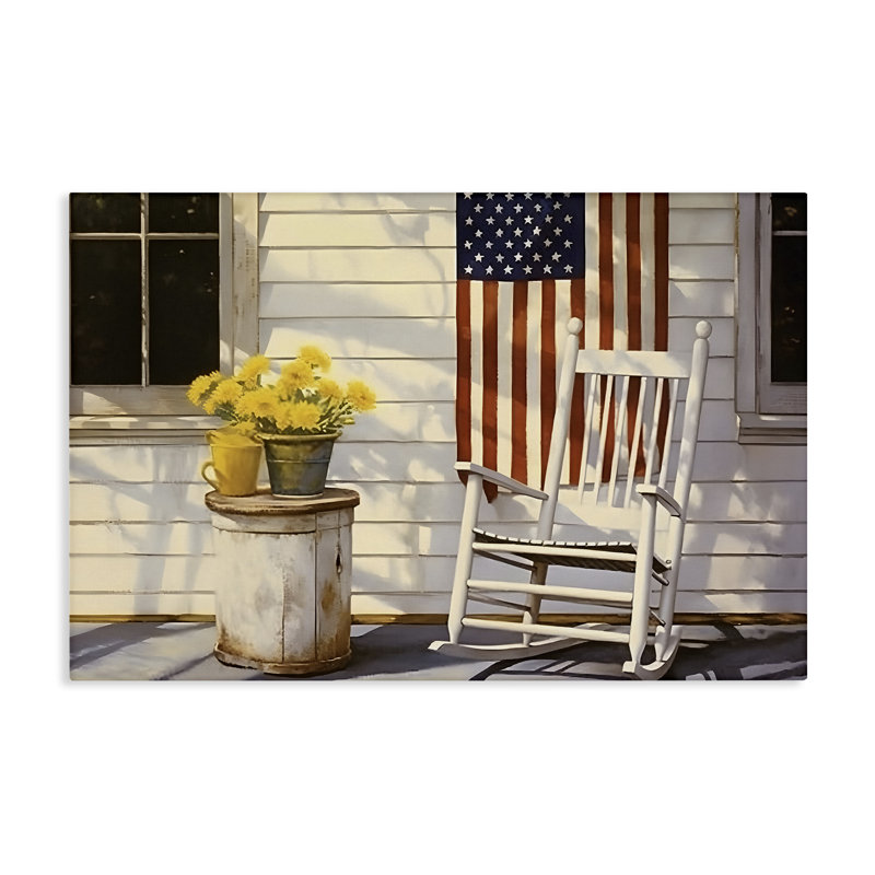 Art mural sur toile Americana Deco Scene par Petal Prints Design, H 24 po x l 36 po