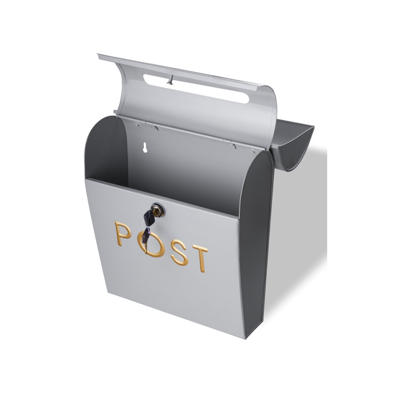 Buecker Aluminum Wall Mounted Post Box, 32cm H x 30cm W x 12.5cm D, Grey