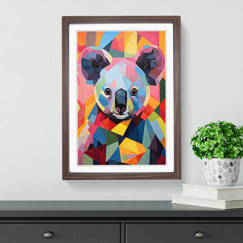 Koala Bear Constructivism No.2 - Single Picture Frame Print on Wood, Walnut Framed, 46cm H x 34cm W x 2" D