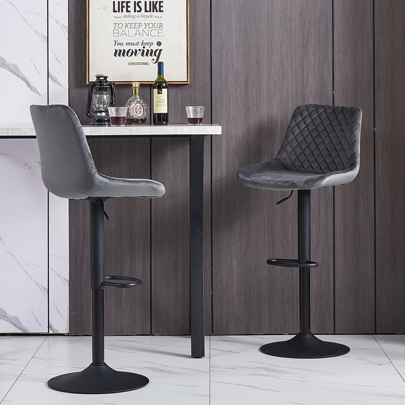 Heckscherville Height Adjustable Swivel Bar Stool, Grey