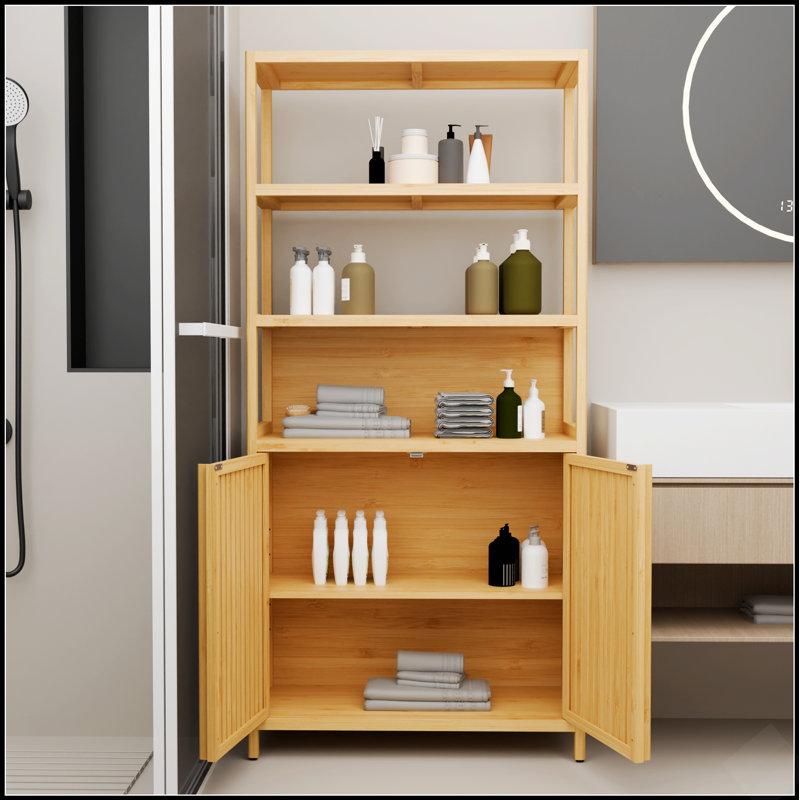 Support de rangement multi-scène haute capacité à deux portes de 64 pouces de hauteur, parfait pour organiser et maximiser l'espace dans n'importe quelle pièce