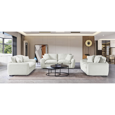 Bonaventure Upholstered Modular 3-Piece Living Room Sofa Set, Down-Filled Deep Seat (2x 70.85"W Loveseats + 86.5" W Sofa)