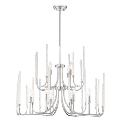 Shellson 12 - Light Steel Dimmable Chandelier
