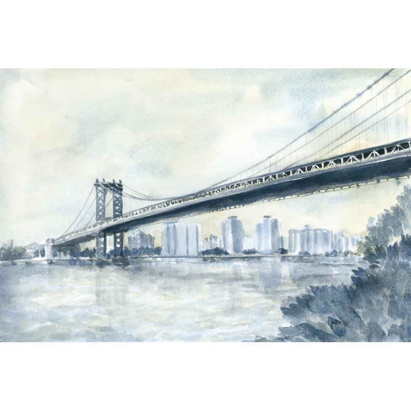 City Bridge II by Megan Meagher - Painting on Canvas, 61 cm H x 91 cm W, Wrapped Canvas