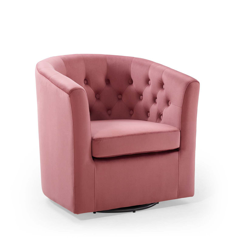 Fauteuil pivotant en velours Performance Prospect, Velours vieux rose