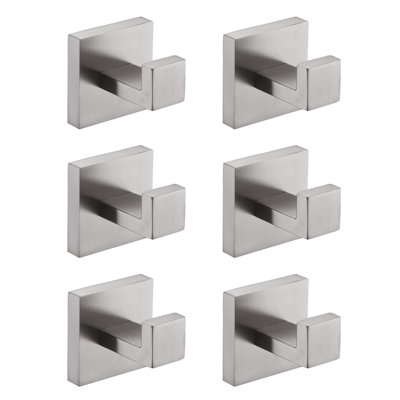 6 Pack Wall-Mounted Stainless Steel Bathroom Towel Hooks/Coat Hooks For Bathroom, Bedroom, Kitchen