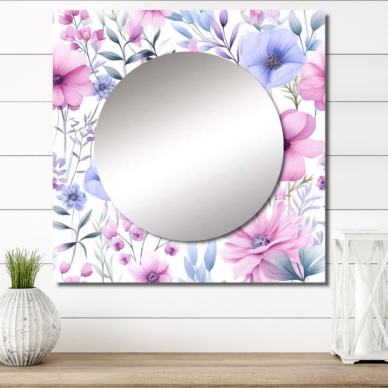 Kesuan - Grand miroir carré décoratif pour fleurs, 29 po x 29 po
