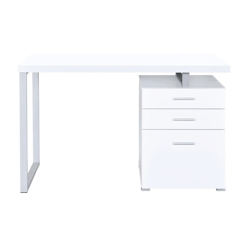 Bureau d'écriture blanc avec 3 tiroirs - Construction moderne en métal dans un style élégant