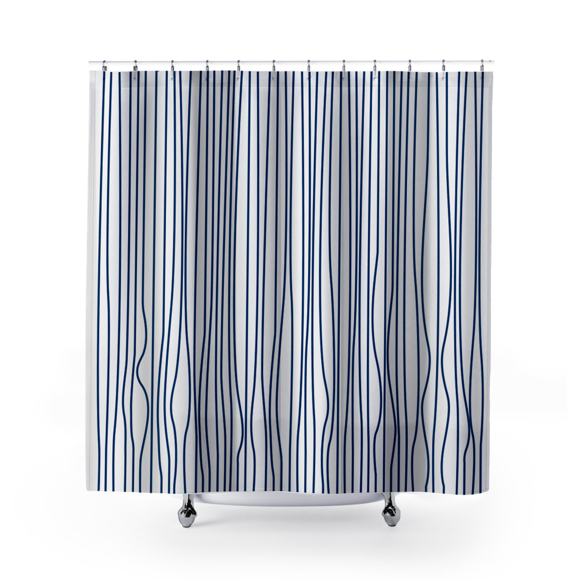 Coco Polyester Shower Curtain, Navy Blue