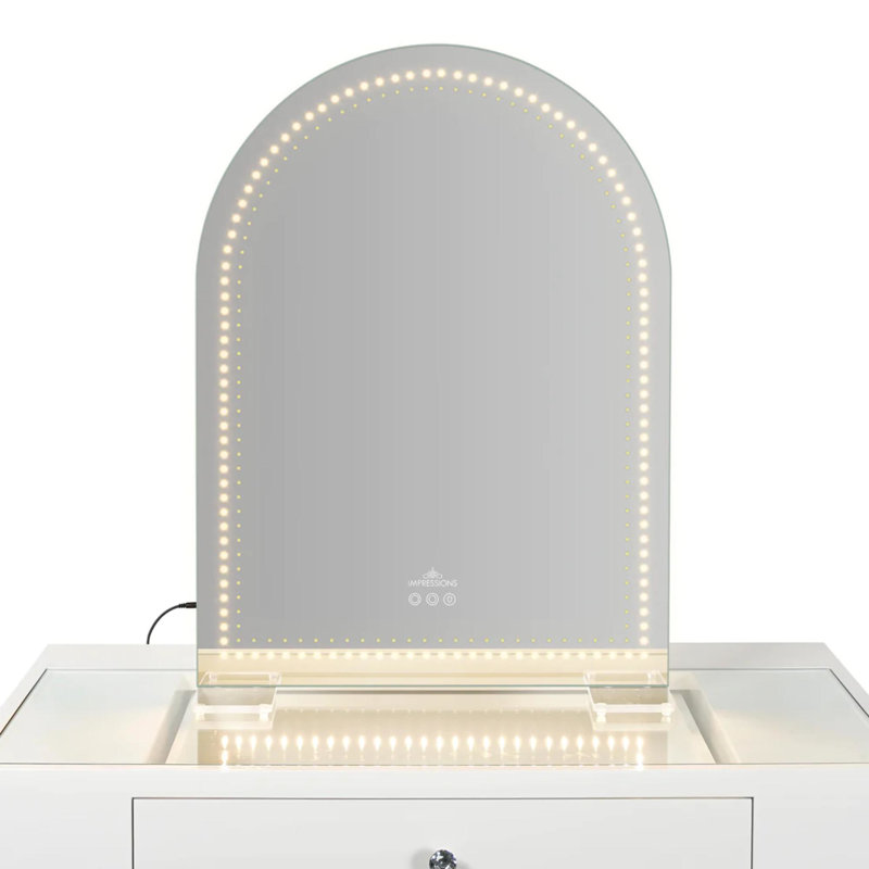 Stage Lite Arch Vanity Mirror with LED Lights, Soft Touch Sensors, 3 Dimmable Light Temperatures, Strip LED lighting