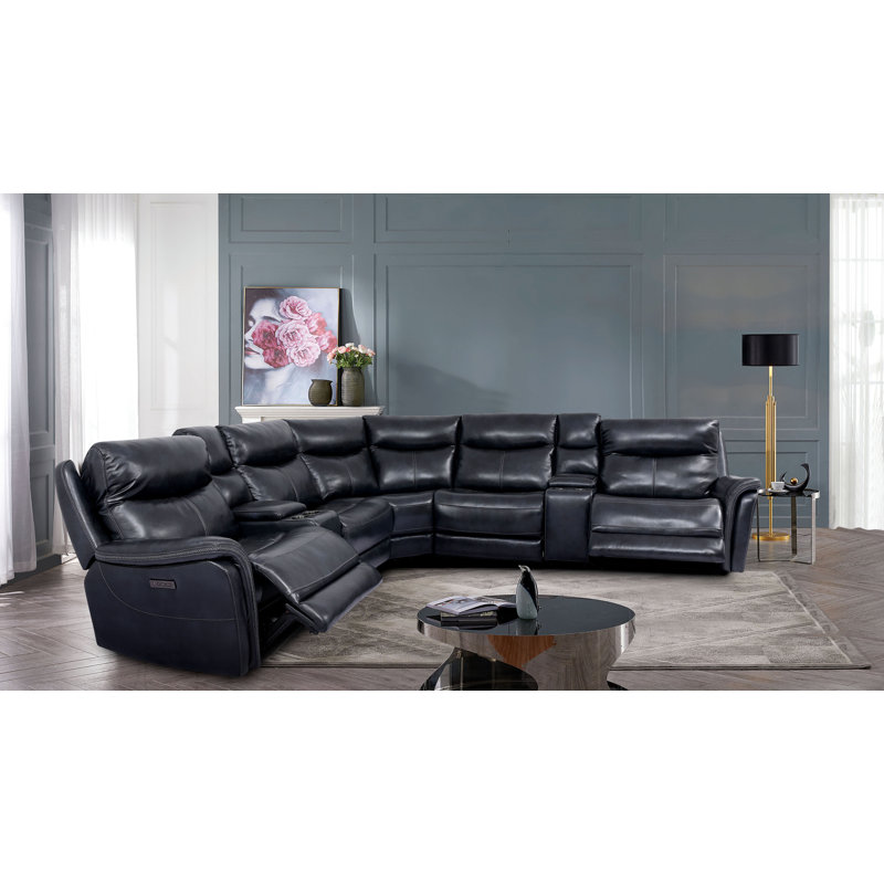 Canapé modulaire inclinable en cuir 135,5 po