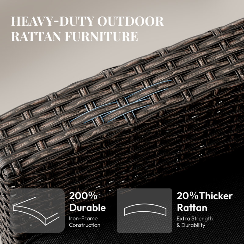  Furniture Set,1 Piece PatioWicker Outdoor Patio Conversation Set with Extra Wide & Thick Cushions, Rattan Outdoor Furniture Set for Backyard, Porch & Deck