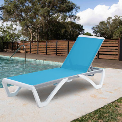 Yaiza Patio Chaise Lounge Chair - Full Flat Alumium & Resin Leg Outdoor Reclining Adjustable Chair
