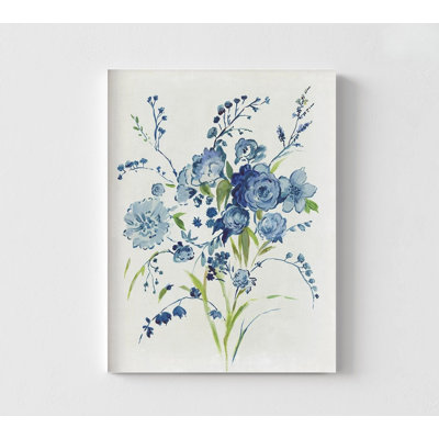 Blue Florals I by Asia Jensen, Perfect Grandma Gift Idea, Navy Blue Flower Watercolor Painting Print, Extra Large Blue Nature Wall Art