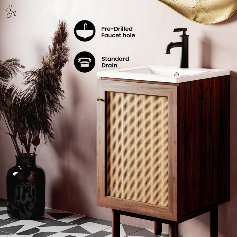 Meuble-lavabo de 18 po Classe, Blanc, Chêne brun