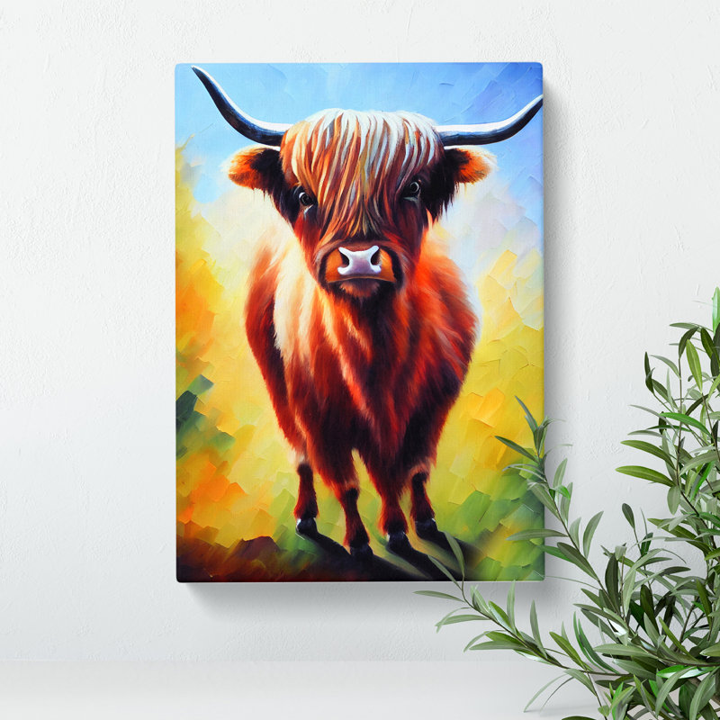 The Amazing Highland Cow - Print, No Matte, 50cm H x 35cm W, Wrapped Canvas