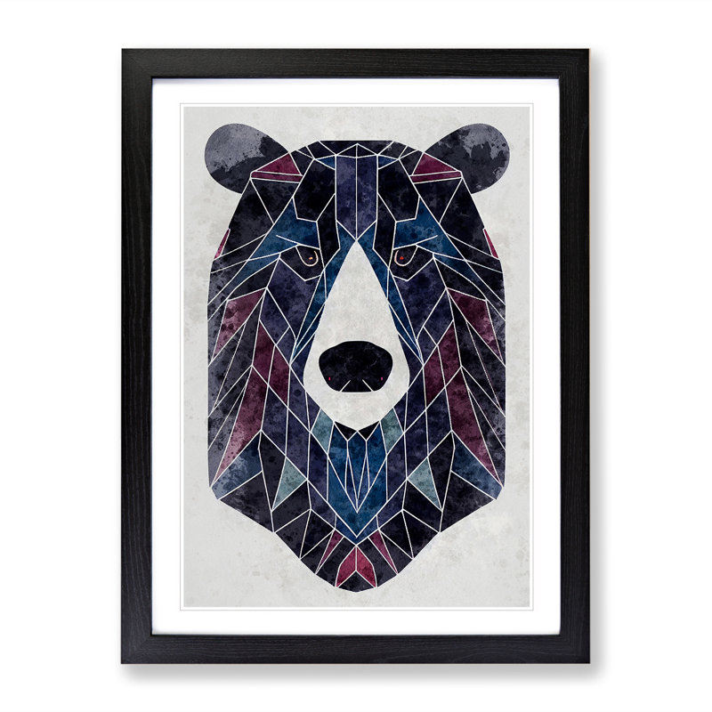 Contemporary Bear No.2 Abstract - Framed Print, Black, 64cm H x 46cm W