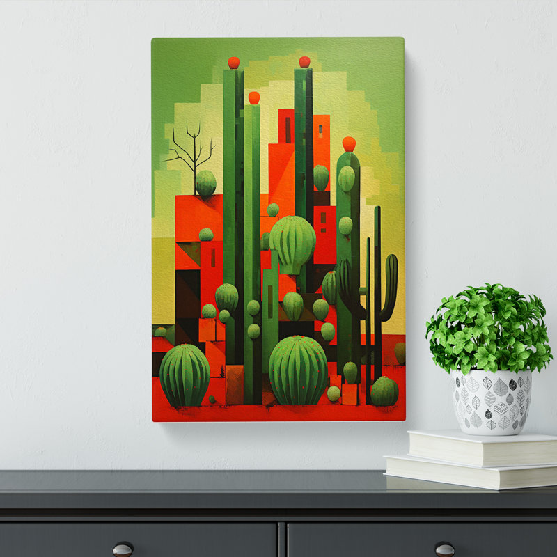 Cactus Constructivism - Wrapped Canvas, 60cm H x 40cm W x 3cm D