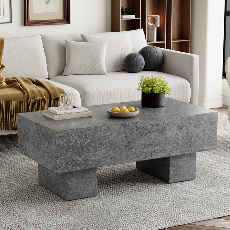 43" Modern Rectangular Marble Coffee Table, Gray