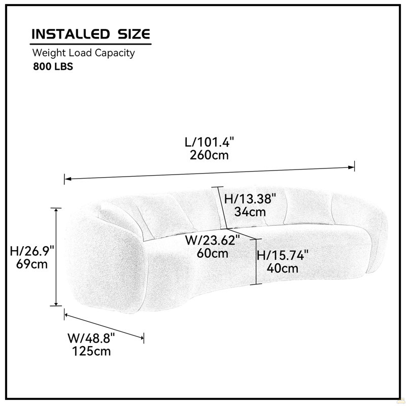 Canapé modulaire 102 pouces 5 places Boucle