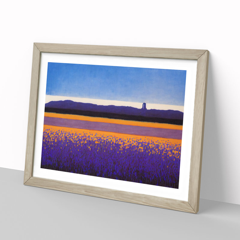 Irresistible Absract Bluebell Field - Framed Print, 46cm H x 64cm W x 2cm D, Oak