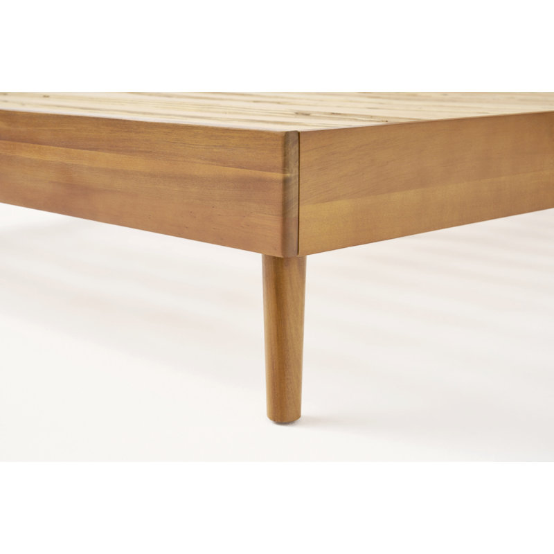 Cohron Acacia Wood Platform Bed with Splayed Legs, Queen, Natural Brown