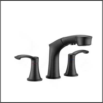 Widespread Pull Out Sprayer Bathroom Faucet, 2-Handle Bathroom Sink Faucet