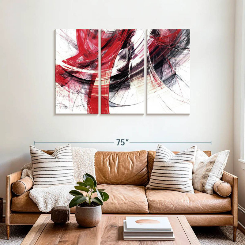 Avery Red Motion Abstract, 36" H x 57" W