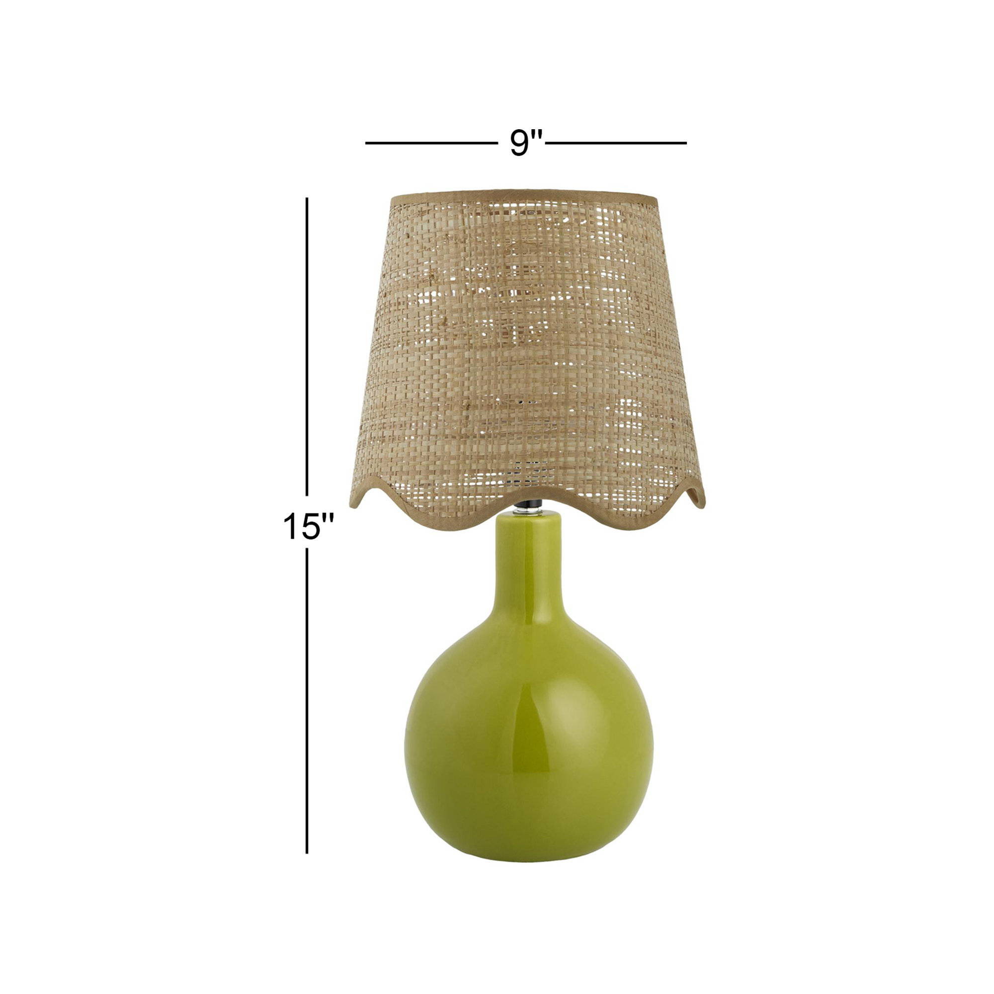 Maura Accent Table Lamp, 15"H x 9"W x 9"D, Tan, Green