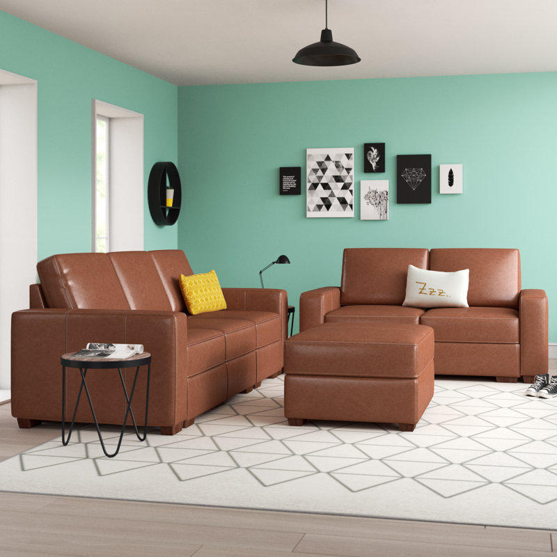 Ensemble de salon en cuir véritable 3 pièces Britte