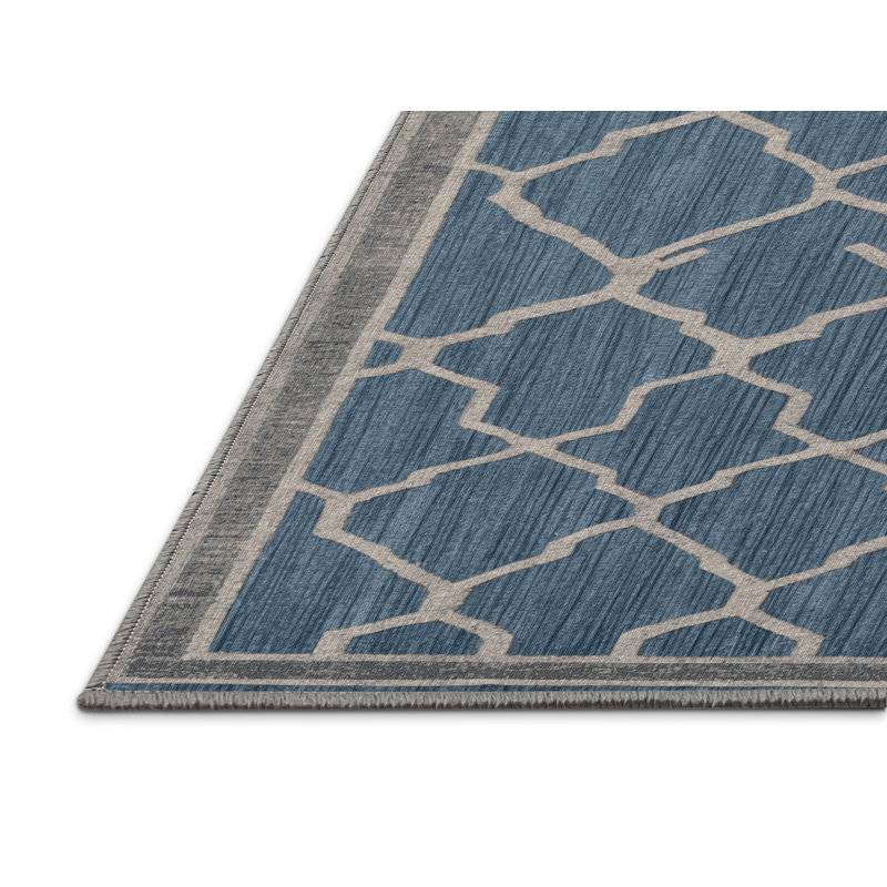 Machine Washable Trellis Gray Area Rug, Round 3'