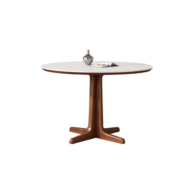 Table de salle à manger blanche et noyer, H 29,53 po x L 35,43 po x l 35,43 po
