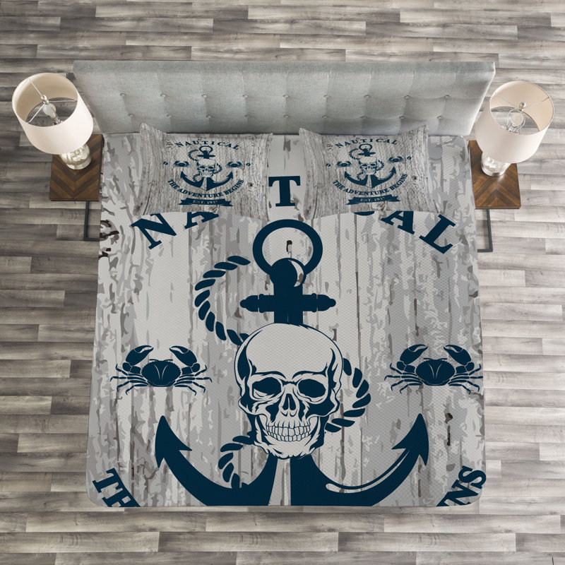 Anchor Bedspread Set with Cushion Cover, 220 x 264 cm