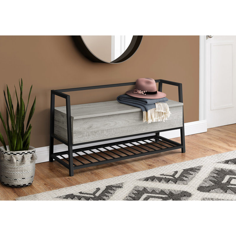 Banc moderne moderne 42 po avec cadre en stratifié gris et attaches en métal noir
