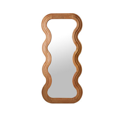 66.93"French-shaped irregular wave brown full-length mirror