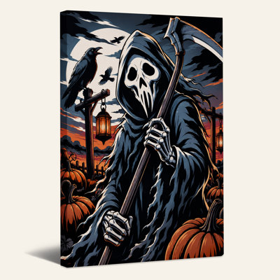 «Grim Reaper» tenant une faux en citrouille