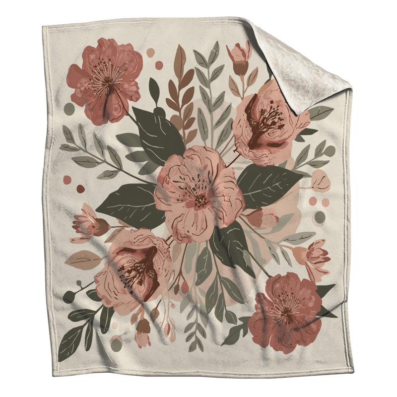 Couvertures roses à motif floral, L 60 po x H 80 po