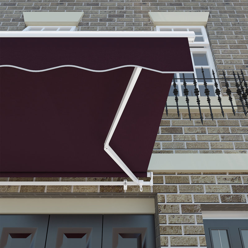 Brayden Studio 400cm W x 300cm D Polyester Cover Retractable Angle Adjustable Patio Awning Canopy, Wine Red
