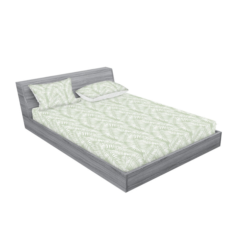Microfiber Floral Sheet Set, Queen Sheet Set with 2 Pillowcases, Pastel Green
